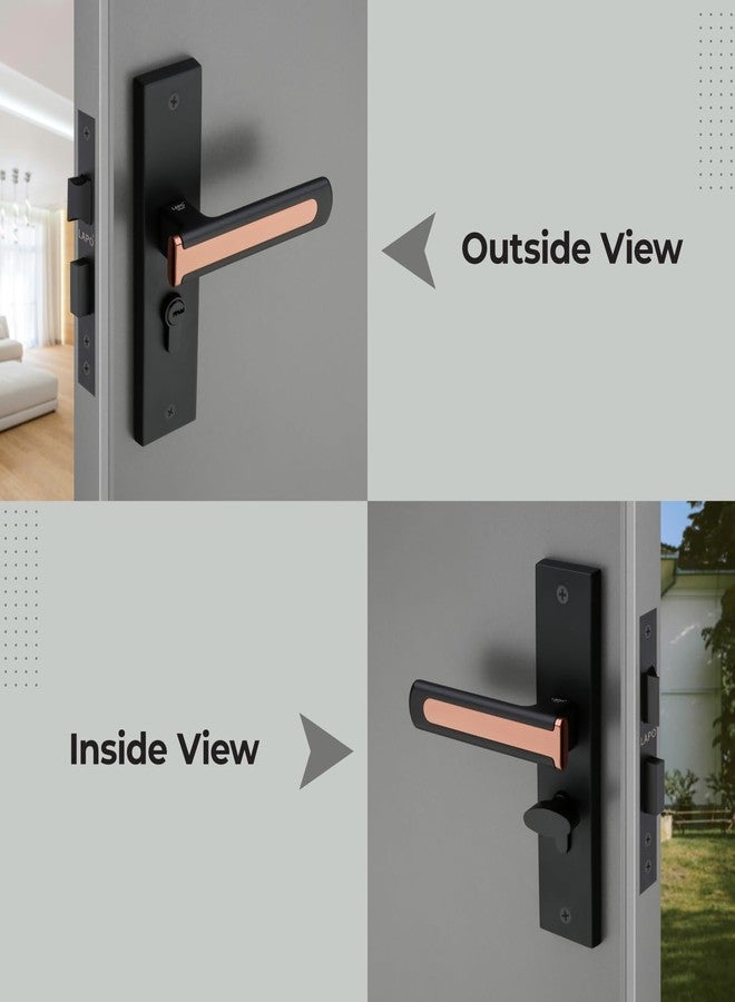 LAPO طقم قفل باب رئيسي متين من الزنك من لابو، مناسب للمنازل، بمقابض نقر مع مفاتيح وأسطوانة 60 مم، وجسم قفل 45×45 مم، قفل بمقبض لغرفة النوم، المكتب، الفندق (لون أسود، ضمان 3 سنوات) Cy-167 - Image 3